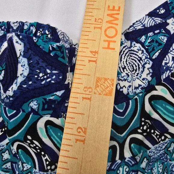 Roz & Ali Blue Wide Leg Palazzo Pants Yoga Travel Boho Hippie Mosaic Comfort L - Picture 7 of 11